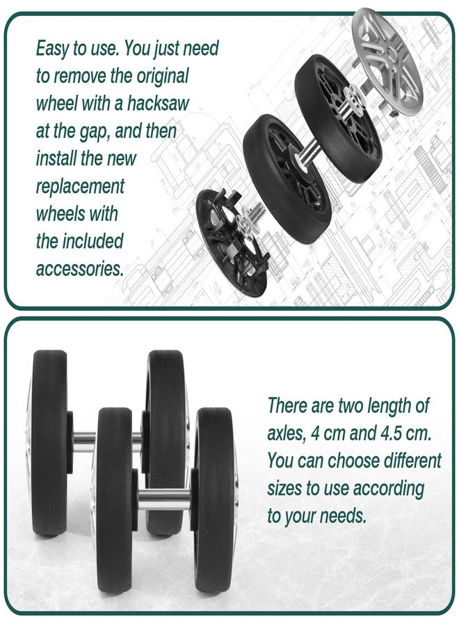 Ech.Apr Luggage Wheels Replacement OD 50mm, 8 Pcs Suitcase Replacement Double-Row Wheels, Wear Resistant Rubber Repair Swivel Casters for Travel, Silver - Image 3